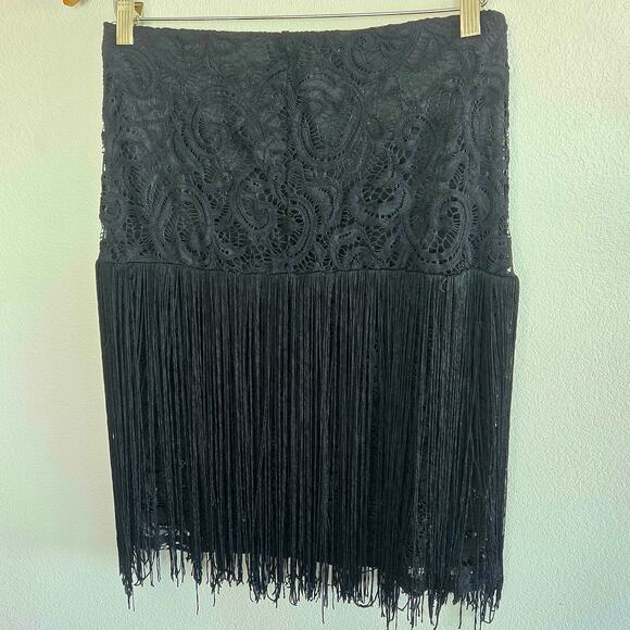 Wrangler Lace and Fringe Country Bohemian whimsygoth knee length skirt - Picture 5 of 5